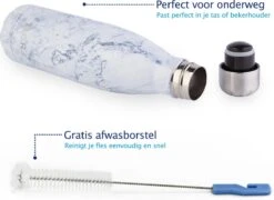 TIGR The Original - Drinkfles - Thermosfles - RVS - 500ml - Marmer - Met Afwasborstel -Drinkwater Apparaat Winkel 1200x874