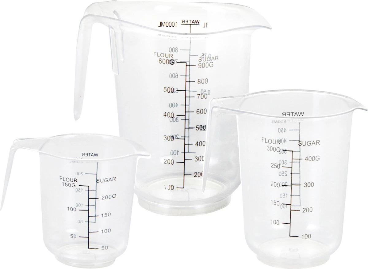 Excellent Houseware Maatbekersset - 3 Stuks - Transparant 4 Excellent Houseware Maatbekersset - 3 Stuks - Transparant - Afbeelding 4