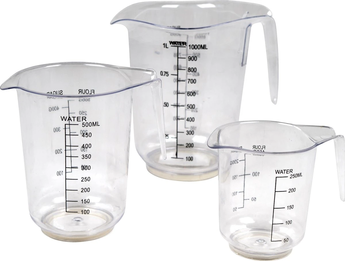 Excellent Houseware Maatbekersset - 3 Stuks - Transparant 1 Excellent Houseware Maatbekersset - 3 Stuks - Transparant
