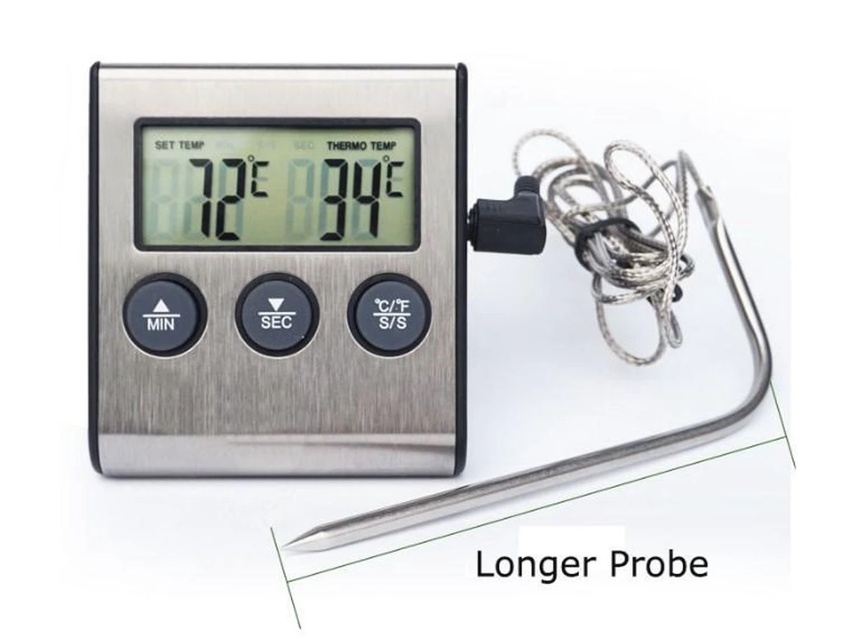 Boticz - 2-in-1 Magnetische Digitale Kern Thermometer Met Keuken Timer Alarm - Magnetische Vloeistof/Vlees Temperatuurmeter Met Meetsonde Draad & Kook Timer - 0-250 Graden Celcius - Inclusief Gratis Batterijen 6 Boticz - 2-in-1 Magnetische Digitale Kern Thermometer Met Keuken Timer Alarm - Magnetische Vloeistof/Vlees Temperatuurmeter Met Meetsonde Draad & Kook Timer - 0-250 Graden Celcius - Inclusief Gratis Batterijen - Afbeelding 6