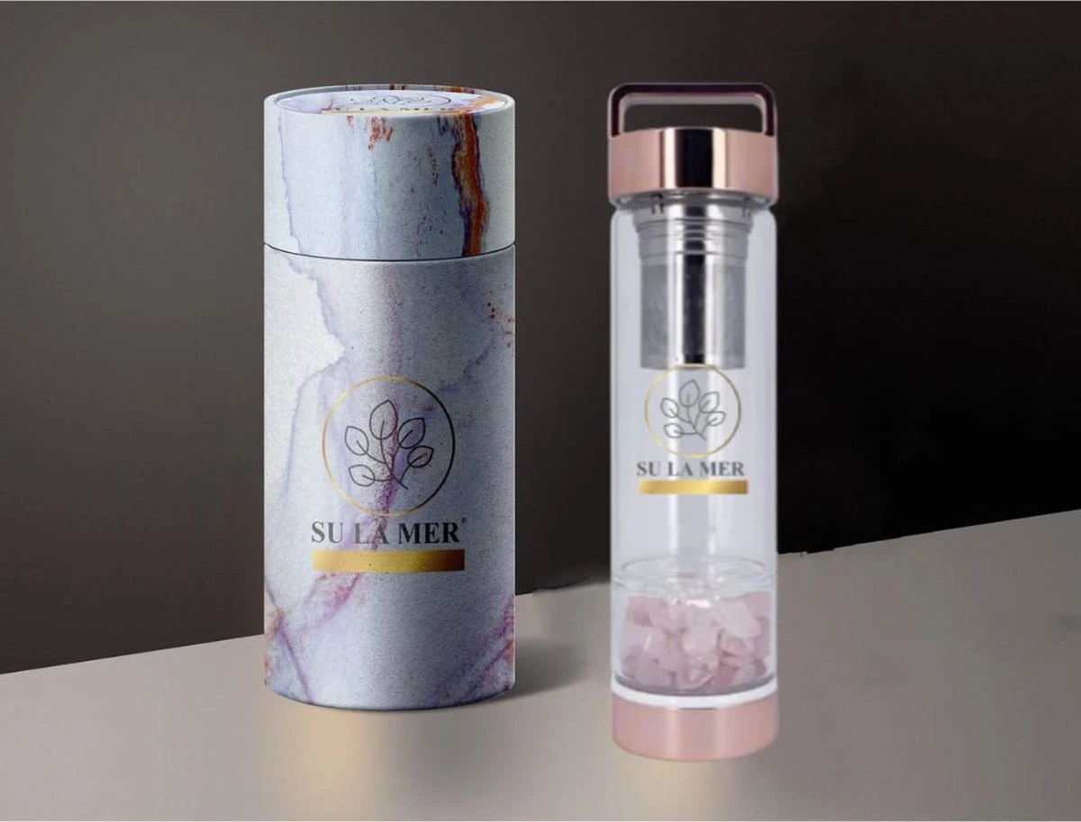 Duurzame Waterfles Met Kristal - Roségoud - Roestvrij Staal - Rozenkwarts Edelstenen - Verrijkt En Verzacht Water - Inclusief Thee/fruit Infuser - Edelstenen - 550 Ml - Waterfles - Drinkfles 2 Duurzame Waterfles Met Kristal - Roségoud - Roestvrij Staal - Rozenkwarts Edelstenen - Verrijkt En Verzacht Water - Inclusief Thee/fruit Infuser - Edelstenen - 550 Ml - Waterfles - Drinkfles - Afbeelding 2