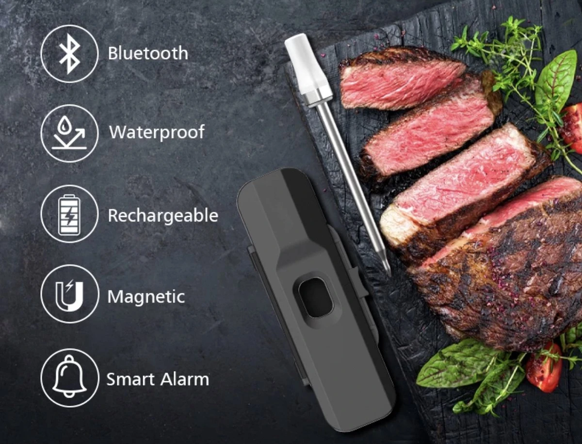 BBQ PRO - Vleesthermometer Draadloos - 2-in-1 Oventhermometer - BBQ Thermometer - App & Bluetooth - Thermometer Koken - Meater - RVS & Fast Charger - 30 Meter - Valentijn - Vaderdag - Moederdag - Grillmeister 5 BBQ PRO - Vleesthermometer Draadloos - 2-in-1 Oventhermometer - BBQ Thermometer - App & Bluetooth - Thermometer Koken - Meater - RVS & Fast Charger - 30 Meter - Valentijn - Vaderdag - Moederdag - Grillmeister - Afbeelding 5