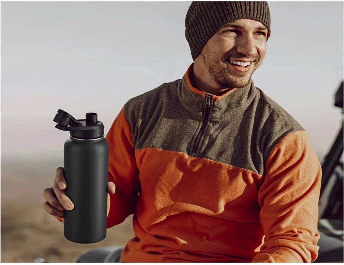 Thermosfles - Onyx Black - 1 Liter - Extra Dop Met Rietje & Drinktuit - Thermosflessen - Isoleerfles - BPA Vrij - Lekvrij - Thermoskan - Isoleerbeker - Thermosbeker 5 Thermosfles - Onyx Black - 1 Liter - Extra Dop Met Rietje & Drinktuit - Thermosflessen - Isoleerfles - BPA Vrij - Lekvrij - Thermoskan - Isoleerbeker - Thermosbeker - Afbeelding 5