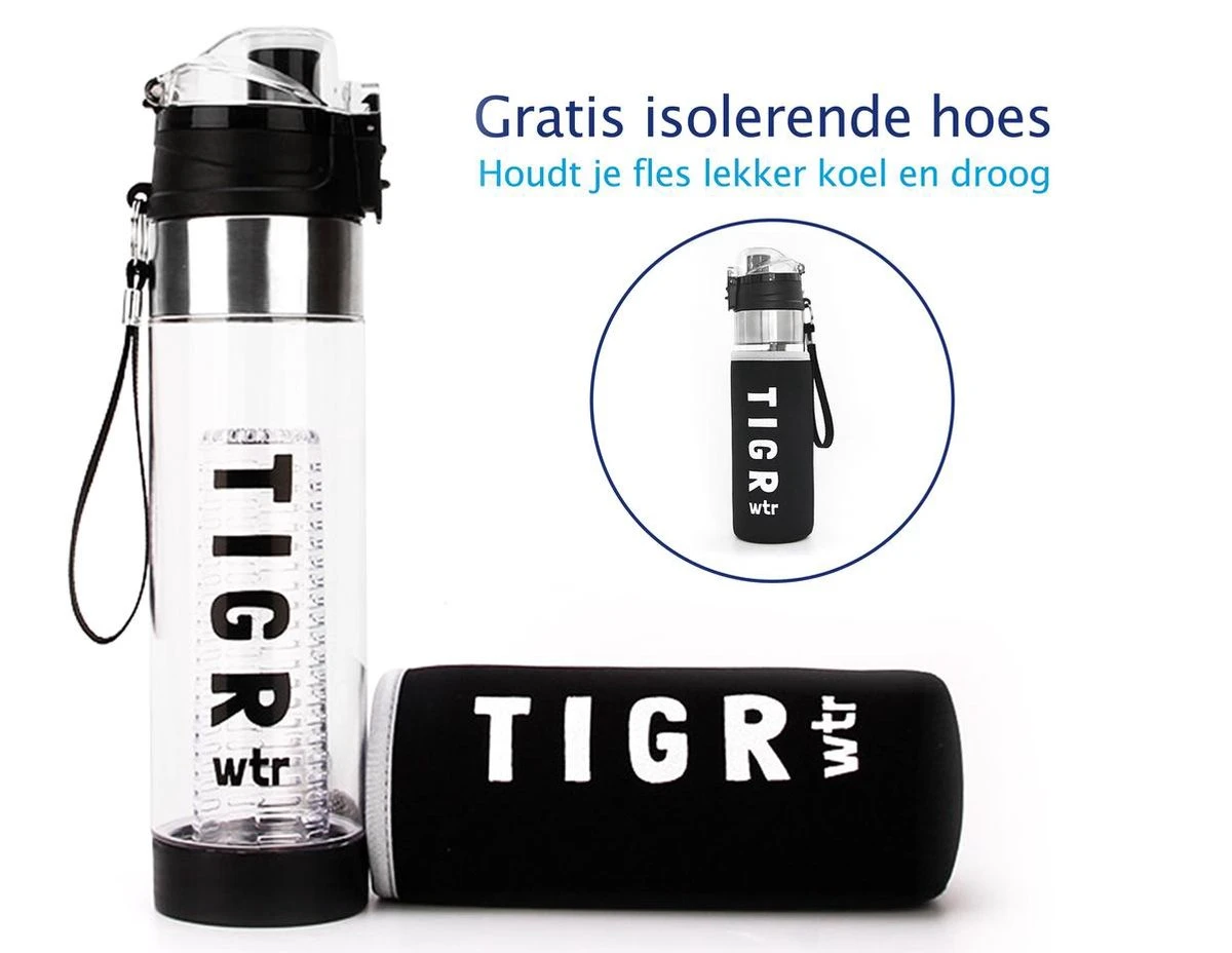 TIGR The Infuser - Drinkfles - Waterfles Met Fruit Filter - 100% BPA Vrij - 700ml - Zwart 3 TIGR The Infuser - Drinkfles - Waterfles Met Fruit Filter - 100% BPA Vrij - 700ml - Zwart - Afbeelding 3