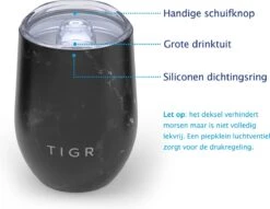 TIGR The Combo - Voordeelset Minimalist Thermosfles En Cup Warmhoudbeker - 500ml - Zwart Marmer -Drinkwater Apparaat Winkel 1200x929
