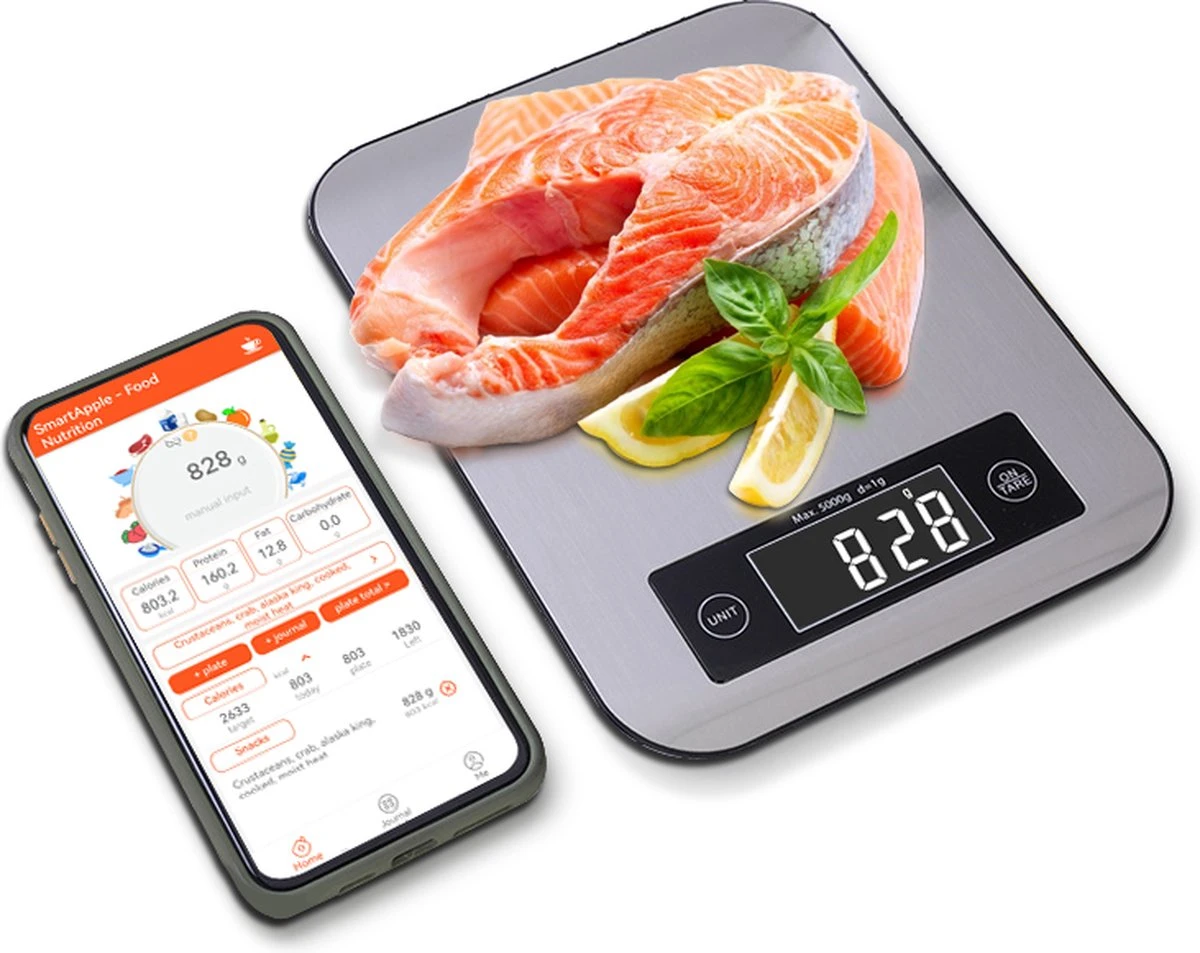 Smart Nutrition Scale - Keukenweegschaal - Digitaal & Bluetooth - APP Voor Android En IOS - Maximum Capaciteit 5 KG 11 Smart Nutrition Scale - Keukenweegschaal - Digitaal & Bluetooth - APP Voor Android En IOS - Maximum Capaciteit 5 KG - Afbeelding 11