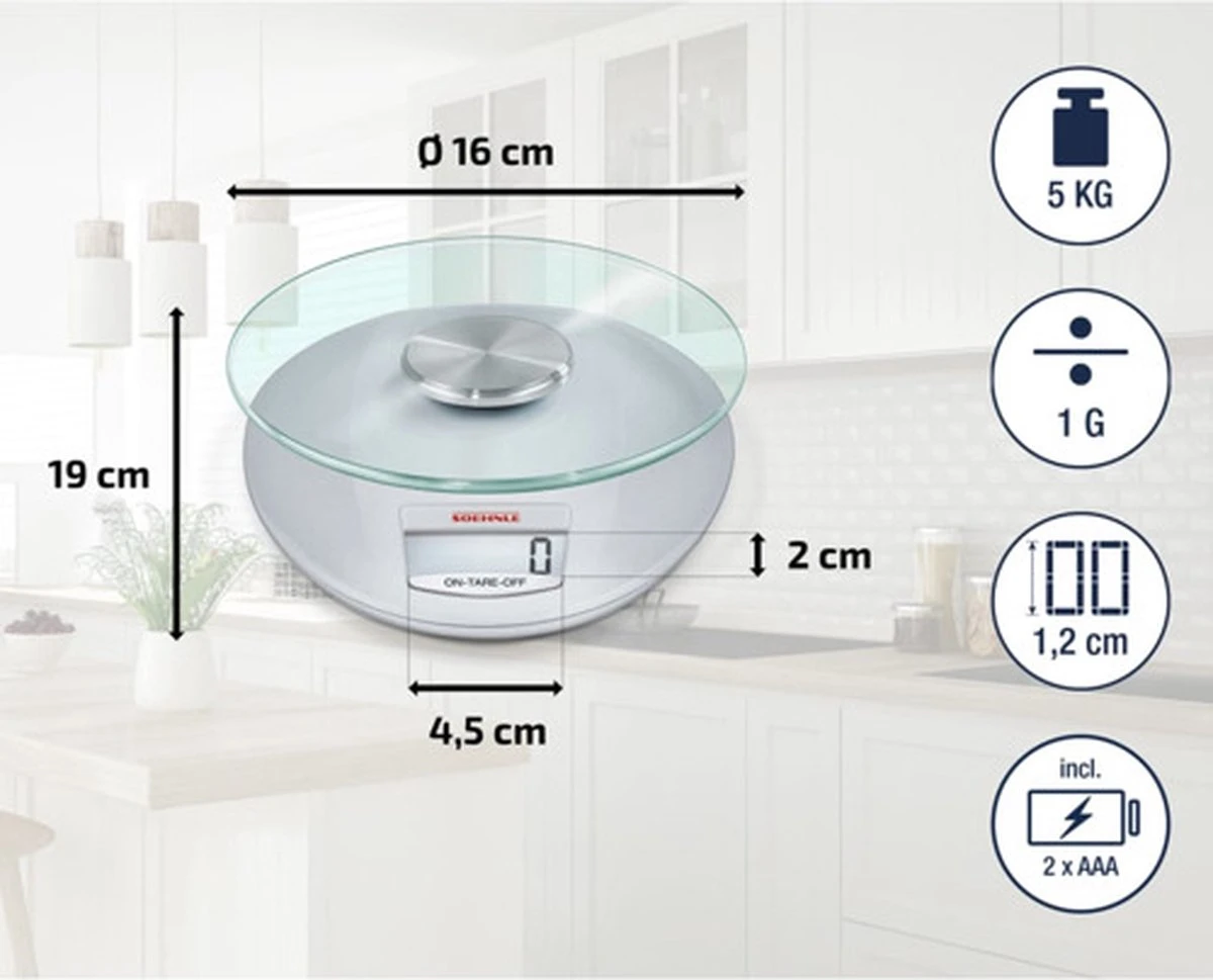 Soehnle Keukenweegschaal Digitaal Roma Zilver 8 Soehnle Keukenweegschaal Digitaal Roma Zilver - Afbeelding 8