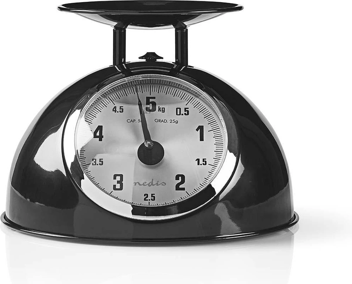 Nedis Keukenweegschaal - Analoog - Roestvrij Staal - Verwijderbare Kom - Zwart 1 Nedis Keukenweegschaal - Analoog - Roestvrij Staal - Verwijderbare Kom - Zwart