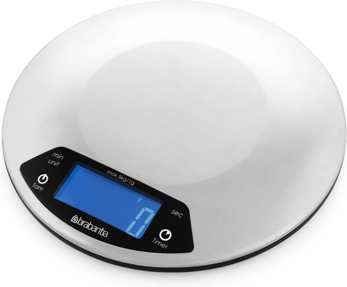 Brabantia Profile Keukenweegschaal - Rond - Met Kookwekker - RVS 6 Brabantia Profile Keukenweegschaal - Rond - Met Kookwekker - RVS - Afbeelding 6