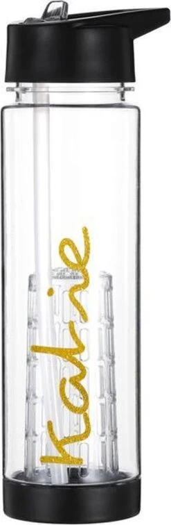 Merkloos Waterfles Zwart Met Naam - Fruit Filter - Waterfles Met Rietje - Drinkbeker Met Fruit Infuser - 700 Ml -Drinkwater Apparaat Winkel 392x1200 5