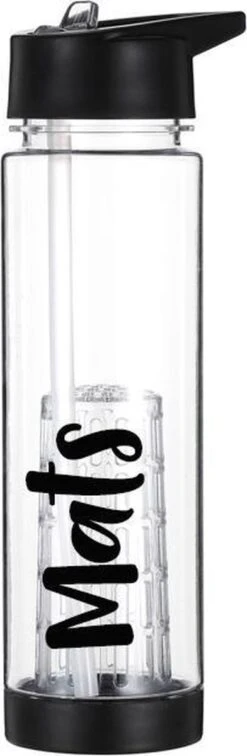 Merkloos Waterfles Zwart Met Naam - Fruit Filter - Waterfles Met Rietje - Drinkbeker Met Fruit Infuser - 700 Ml -Drinkwater Apparaat Winkel 392x1200 6