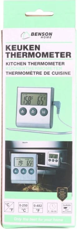 Benson Digitale Keukenthermometer - Vleesthermometer - Incl. Timer, Warmte Alarm En Batterij -Drinkwater Apparaat Winkel 406x1200 1