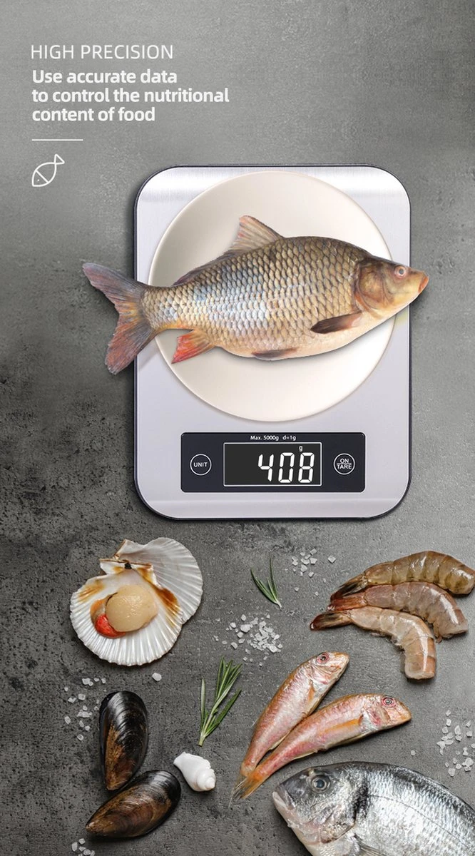 Smart Nutrition Scale - Keukenweegschaal - Digitaal & Bluetooth - APP Voor Android En IOS - Maximum Capaciteit 5 KG 2 Smart Nutrition Scale - Keukenweegschaal - Digitaal & Bluetooth - APP Voor Android En IOS - Maximum Capaciteit 5 KG - Afbeelding 2