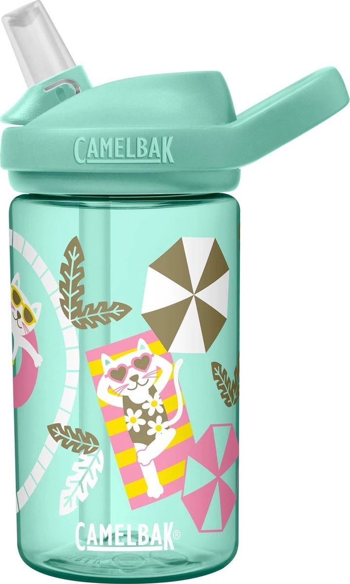 CamelBak Eddy+ Kids - Drinkfles - 400 Ml - Mint (Pool Cats) 1 CamelBak Eddy+ Kids - Drinkfles - 400 Ml - Mint (Pool Cats)