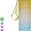 LaCardia Motivatie Waterfles Geel Blauw - 1 Liter Drinkfles - Waterfles Met Tijdmarkering - Geel + Blauw