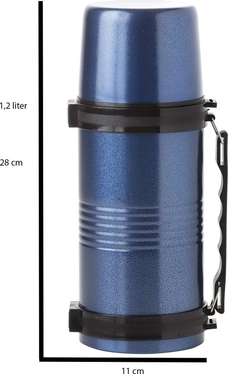 MacGyver Thermosfles Rvs - Thermoskan 1,2 Liter 28cm - Onbreekbaar - Blauw 2 MacGyver Thermosfles Rvs - Thermoskan 1,2 Liter 28cm - Onbreekbaar - Blauw - Afbeelding 2