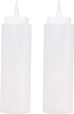 Merkloos Set Van 2x Transparante Doseerfles/sausfles 400 Ml/40 Cl/0,4 Liter - Knijpfles/spuitfles - Doseerflacon/sausflacon