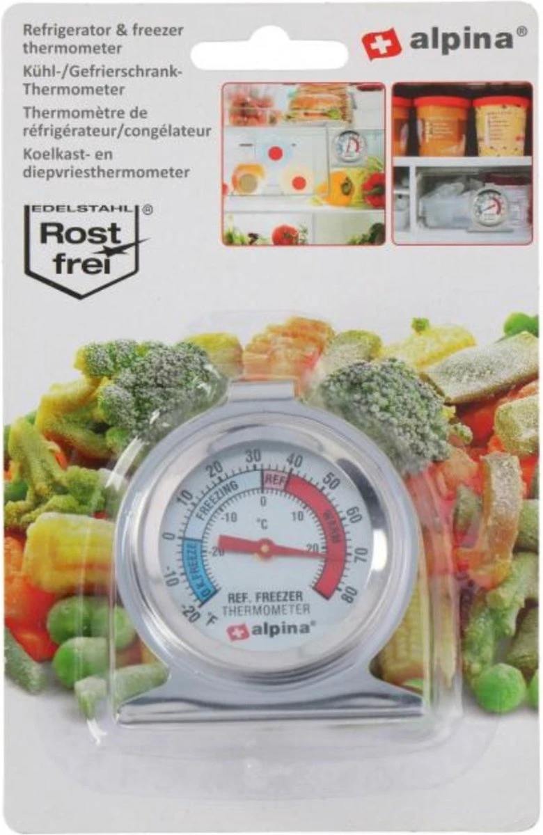 Alpina Thermometer - Koelkast/Vriezer - Ø 6,5 Cm. - 30 Tot + 30 Graden - Zilver 2 Alpina Thermometer - Koelkast/Vriezer - Ø 6,5 Cm. - 30 Tot + 30 Graden - Zilver - Afbeelding 2