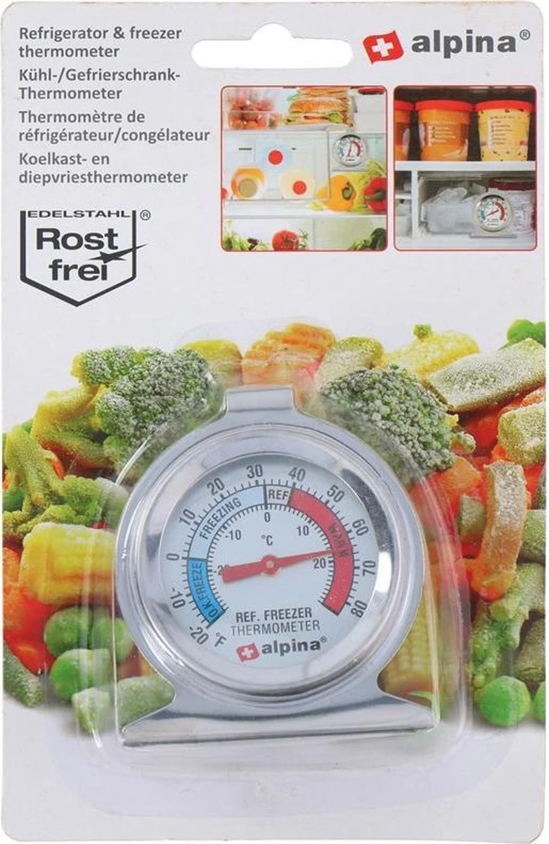 Alpina Thermometer - Koelkast/Vriezer - Ø 6,5 Cm. - 30 Tot + 30 Graden - Zilver 3 Alpina Thermometer - Koelkast/Vriezer - Ø 6,5 Cm. - 30 Tot + 30 Graden - Zilver - Afbeelding 3