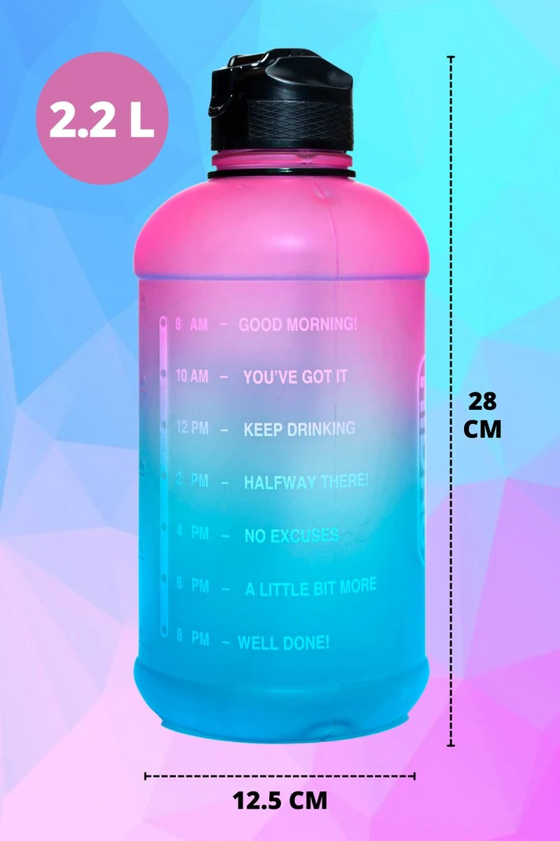 Quality Needz - Waterfles - Drinkfles Met Rietje - Stevig Handvat - 2 Liter - Sportfles - Waterfles Met Tijdmarkeringen - Water Bottle - Waterfles Met Rietje 2 Quality Needz - Waterfles - Drinkfles Met Rietje - Stevig Handvat - 2 Liter - Sportfles - Waterfles Met Tijdmarkeringen - Water Bottle - Waterfles Met Rietje - Afbeelding 2