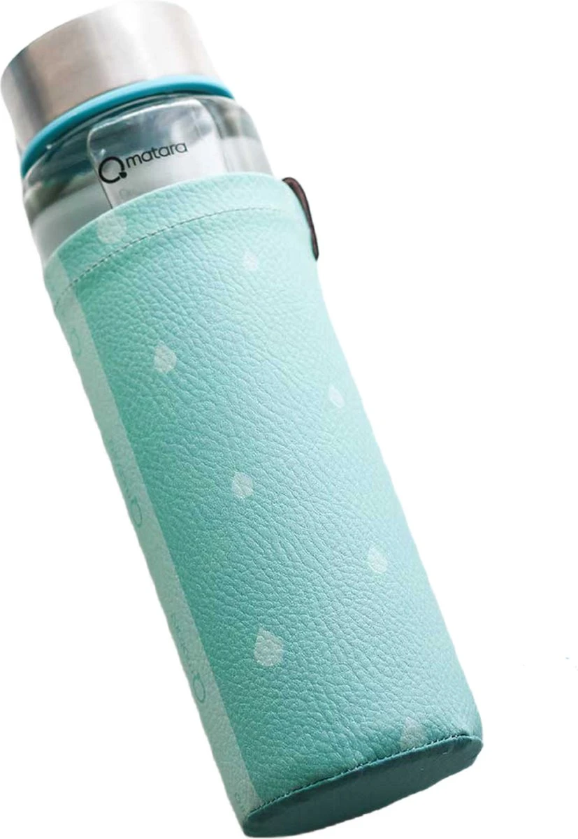 Duurzame Waterfles - Glas - Glazen Drinkfles - 550ml - Inclusief Sleeve - Mint Groen 1 Duurzame Waterfles - Glas - Glazen Drinkfles - 550ml - Inclusief Sleeve - Mint Groen