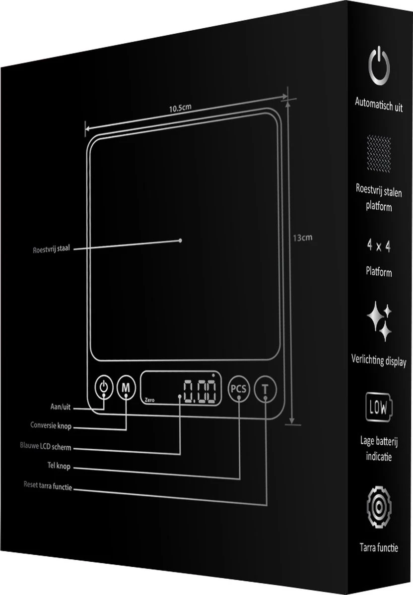 BanGosa Precisie Digitale Weegschaal - 0.01 Tot 500 Gram - Zwart 7 BanGosa Precisie Digitale Weegschaal - 0.01 Tot 500 Gram - Zwart - Afbeelding 7