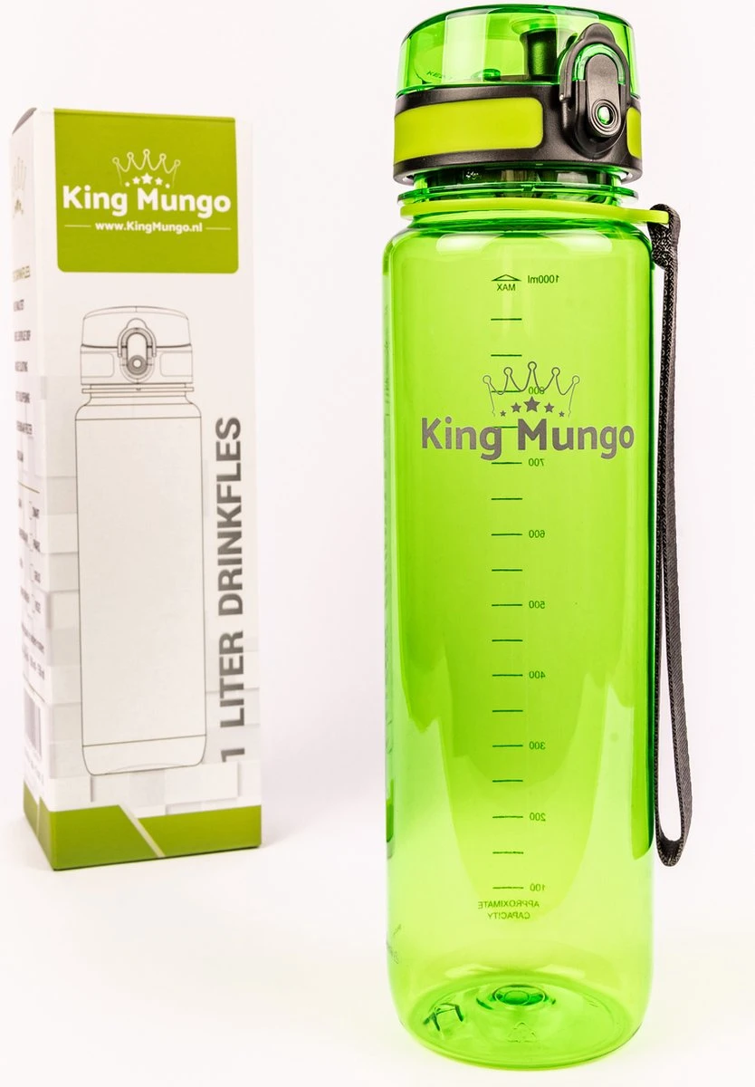 1 Liter Drinkfles - Vaatwasserbestendig - Sport Bidon Drinkbus King Mungo 1000ml Groen 2 1 Liter Drinkfles - Vaatwasserbestendig - Sport Bidon Drinkbus King Mungo 1000ml Groen - Afbeelding 2
