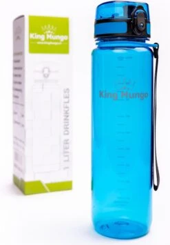 Waterfles 1 Liter Vaatwasserbestendig - Lekvrije 1L Drinkfles - Volwassenen & Kinderen - Sport Bidon Drinkbus - Blauw - King Mungo -Drinkwater Apparaat Winkel 835x1200