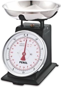 Perel Keukenweegschaal, Analoog, Max. 5 Kg, Zonder Batterijen, Grote Wijzerplaat, Zwart
