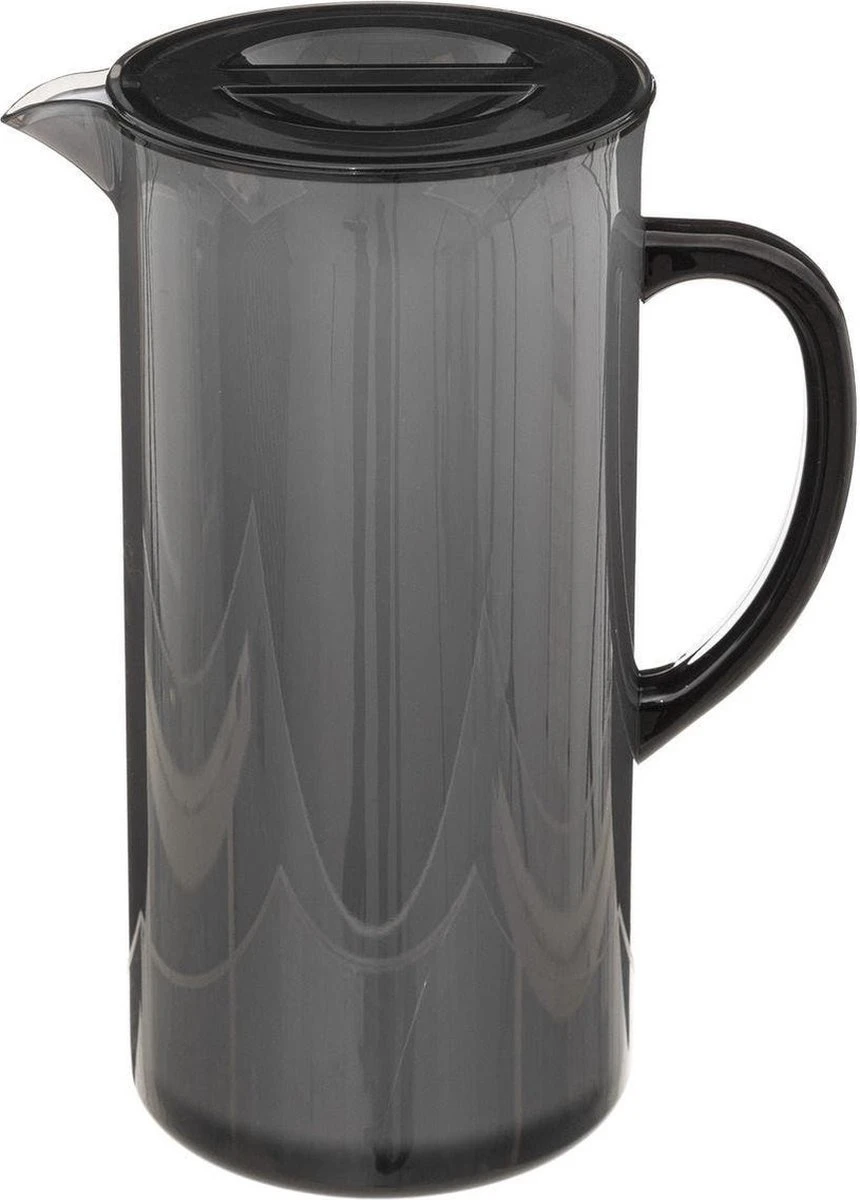 Sapkan/schenkkan Karaf Met Deksel 1950 Ml Zwart - Formaat: 18 X 10,5 X 25 Cm - Materiaal: Kunststof