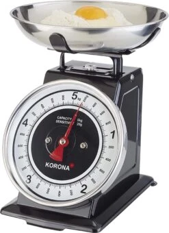 Korona Tom Keukenweegschaal - Retro - Tot 5 Kg - Zwart / Zilver