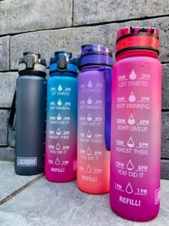 LaCardia Motivatie Waterfles Paars Oranje- 1 Liter Drinkfles - Waterfles Met Tijdmarkering - Paars Oranje -Drinkwater Apparaat Winkel 900x1200 14