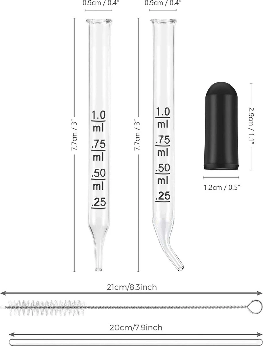 20 Delig - Glazen Pipet Set - 1ml - Druppelaar - Inclusief RVS Schoonmaak Borstels En Glazen Roerstaaf - Met Rubberen Dop - Voor Het Overbrengen Van Vloeistoffen - Demontabel - Wasbaar - Herbruikbaar 7 20 Delig - Glazen Pipet Set - 1ml - Druppelaar - Inclusief RVS Schoonmaak Borstels En Glazen Roerstaaf - Met Rubberen Dop - Voor Het Overbrengen Van Vloeistoffen - Demontabel - Wasbaar - Herbruikbaar - Afbeelding 7