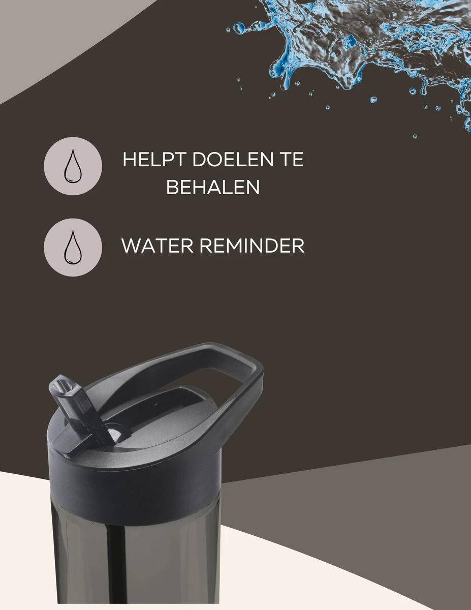 Drinkfles Met Rietje - Waterfles Met Rietje - Milieubewust - Bpa-vrij - 600 Ml - Zwart - Lekvrij 2 Drinkfles Met Rietje - Waterfles Met Rietje - Milieubewust - Bpa-vrij - 600 Ml - Zwart - Lekvrij - Afbeelding 2