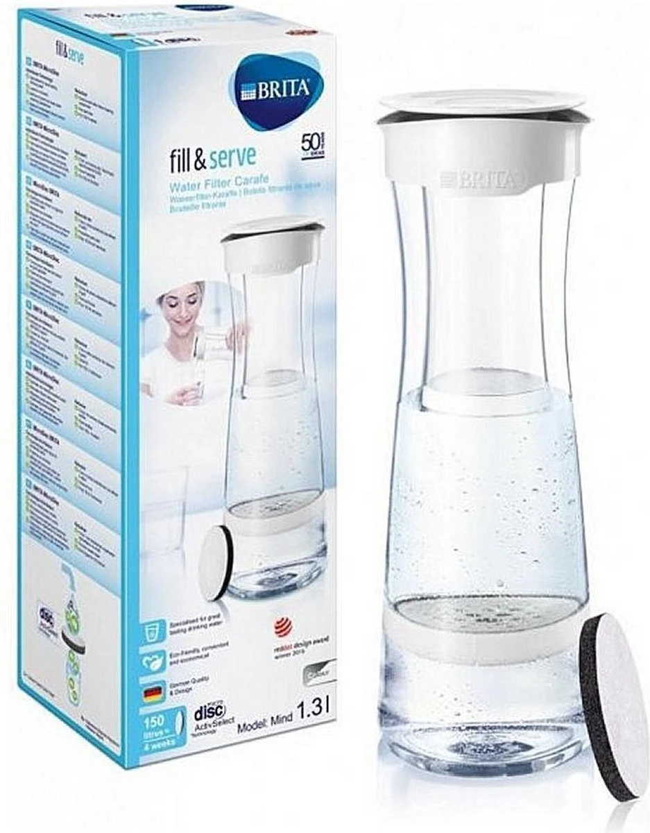 BRITA - Fill&Serve Waterfilterkaraf - 1,3L - Wit Grafiet - Inclusief 1 MicroDisc Waterfilter 9 BRITA - Fill&Serve Waterfilterkaraf - 1,3L - Wit Grafiet - Inclusief 1 MicroDisc Waterfilter - Afbeelding 9