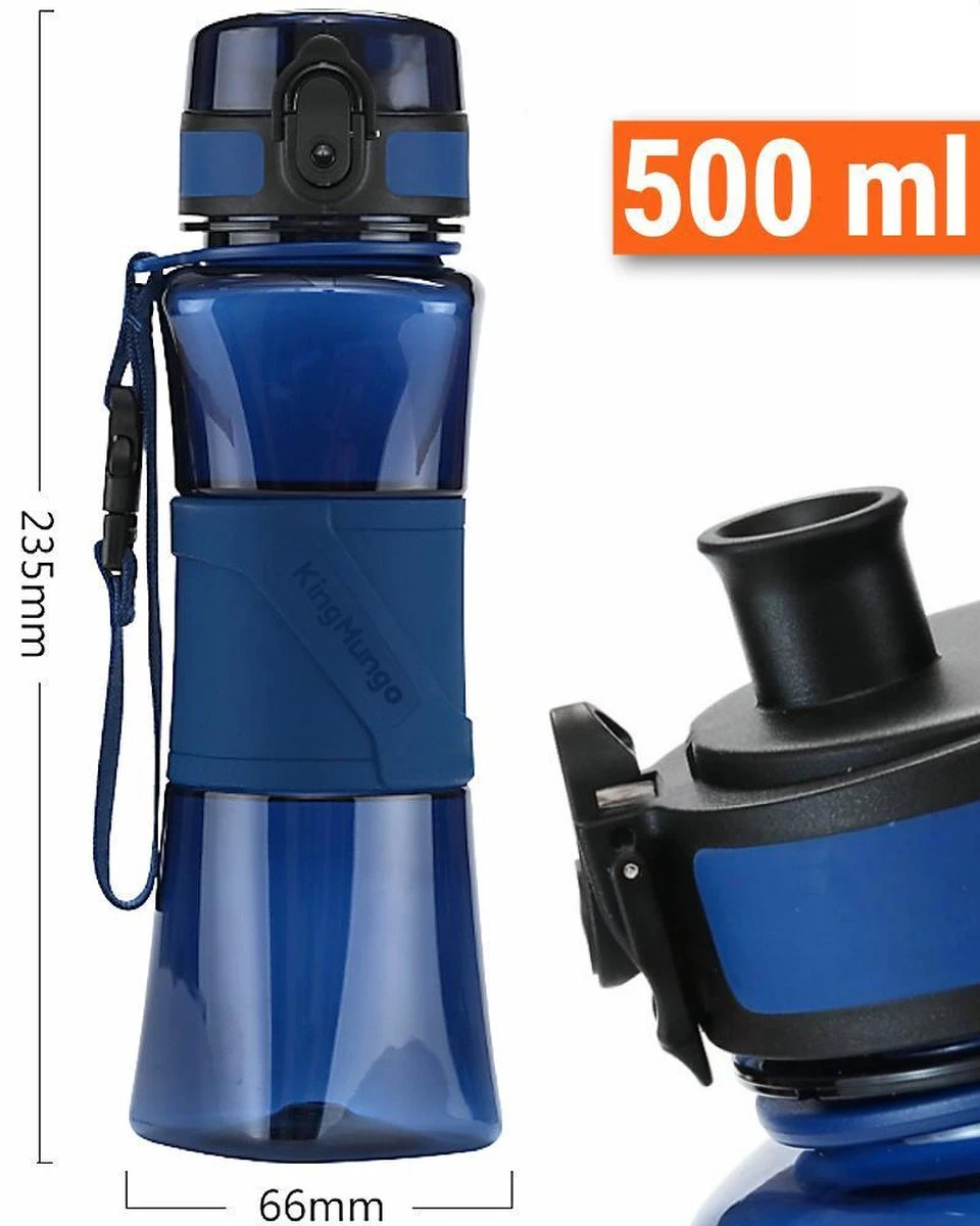 Drinkfles Herbruikbare Waterfles | 500 Ml Donker Blauw | Vaatwasserbestendig Drinkbus Bidon | King Mungo KMDF004 2 Drinkfles Herbruikbare Waterfles | 500 Ml Donker Blauw | Vaatwasserbestendig Drinkbus Bidon | King Mungo KMDF004 - Afbeelding 2