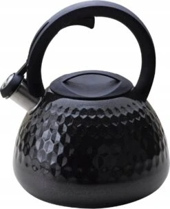 Meyerhoff Fluitketel RVS Metallic Zwart 2.7 Liter - Geschikt Voor Alle Warmtebronnen Ook Inductie - Ruitpatroon - Uniek Design - Koel Blijvend Handvat